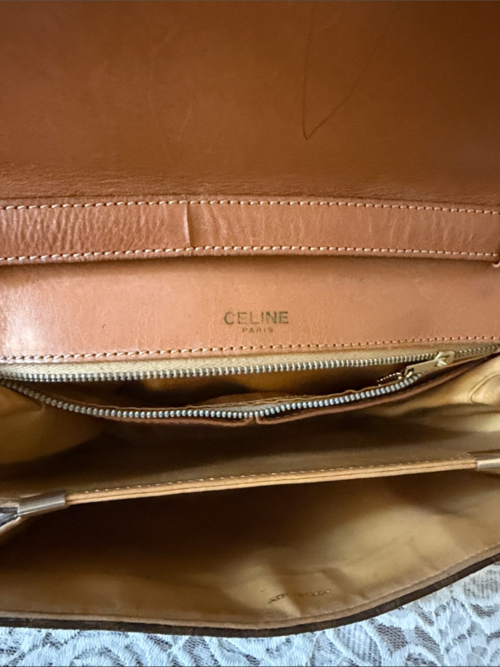 Celine Monogram Messenger Bag Crossbody Bag with Gold Clasp - Picture 3 of 10